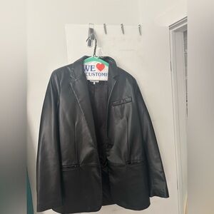 Zara Black Faux Leather Blazer